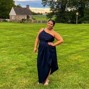 City Chic Navy Satin Dress